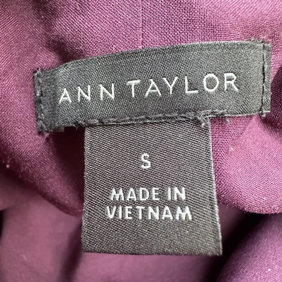 Ann Taylor Deep Purple Scooped Square Neck Tie Long Sleeve Dress Women’s Small - Picture 4 of 6